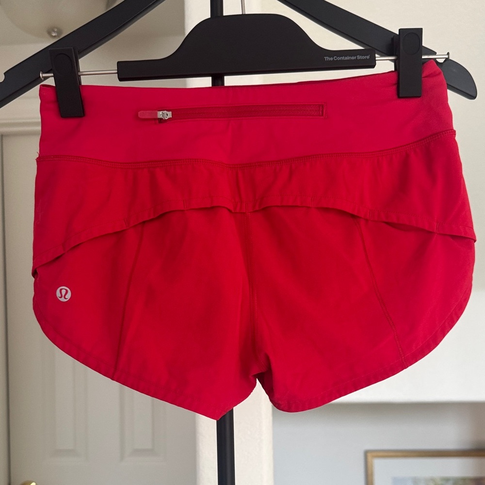 lululemon athletica Red Athletic Running Shorts with Back Zip